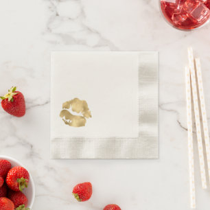Faux Gold Foil Lipstick Kiss Napkin
