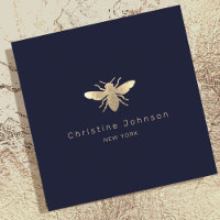 faux gold foil logo bee on dark blue