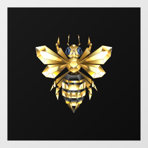 Faux Gold Foil Logo Bee Polygonal on Black
