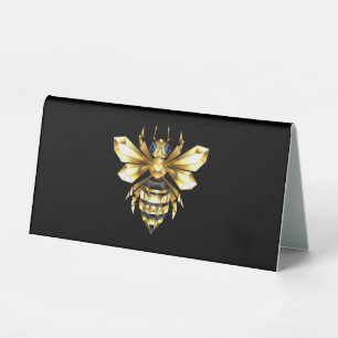 Faux Gold Foil Logo Bee Polygonal on Black