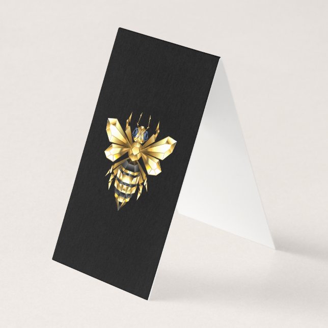 Faux Gold Foil Logo Bee Polygonal on Black (Back)