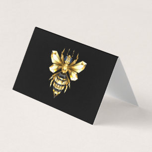 Faux Gold Foil Logo Bee Polygonal on Black