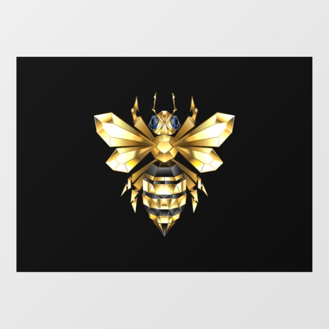 Faux Gold Foil Logo Bee Polygonal on Black (Sheet)