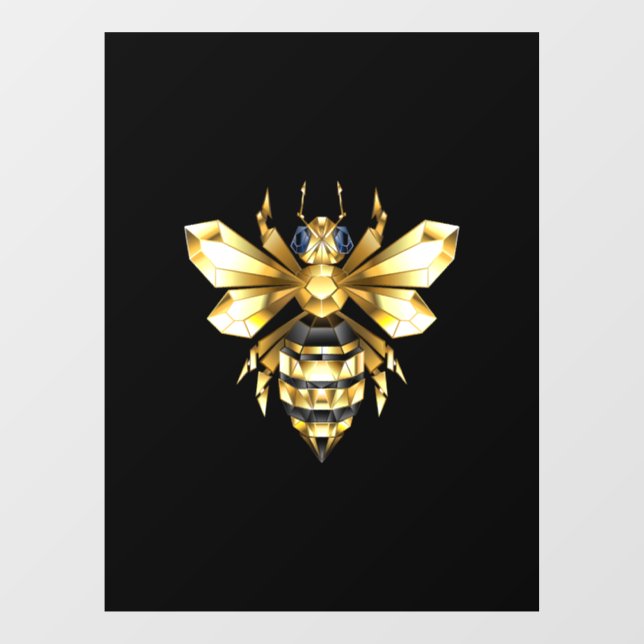 Faux Gold Foil Logo Bee Polygonal on Black (Sheet)