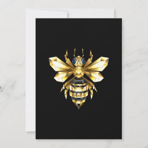 Faux Gold Foil Logo Bee Polygonal on Black
