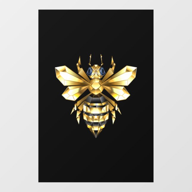 Faux Gold Foil Logo Bee Polygonal on Black (Sheet)