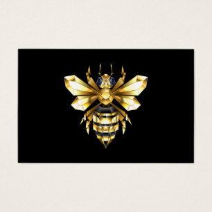Faux Gold Foil Logo Bee Polygonal on Black