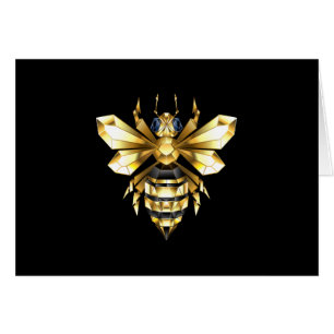 Faux Gold Foil Logo Bee Polygonal on Black
