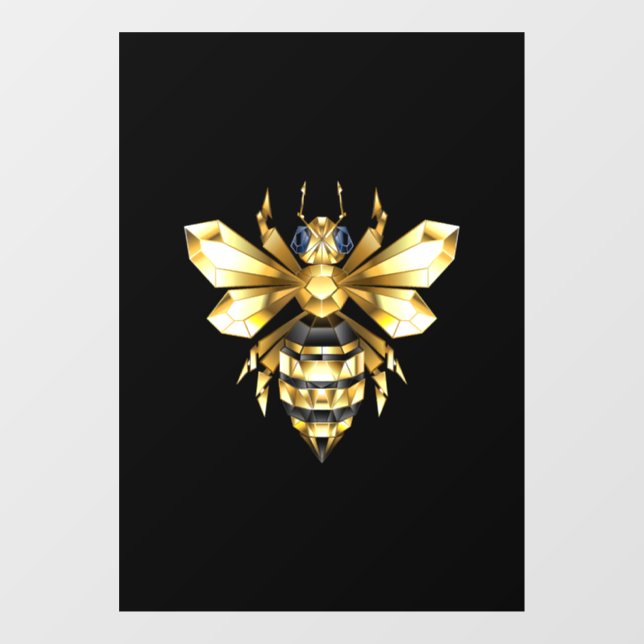Faux Gold Foil Logo Bee Polygonal on Black (Sheet)