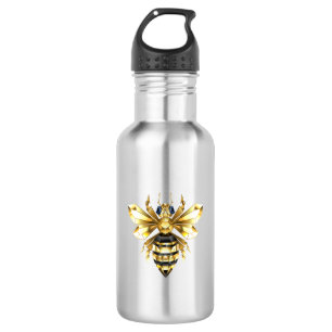 Faux Gold Foil Logo Bee Polygonal on Black 532 Ml Water Bottle