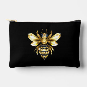 Faux Gold Foil Logo Bee Polygonal on Black Accessory Pouch