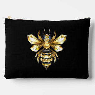 Faux Gold Foil Logo Bee Polygonal on Black Accessory Pouch