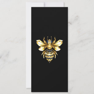Faux Gold Foil Logo Bee Polygonal on Black Announcement