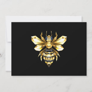 Faux Gold Foil Logo Bee Polygonal on Black Announcement