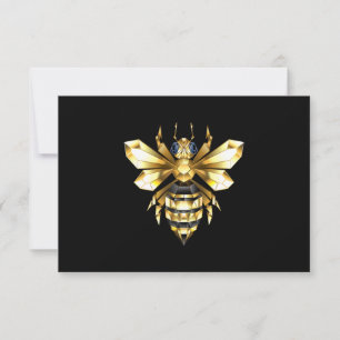 Faux Gold Foil Logo Bee Polygonal on Black Announcement
