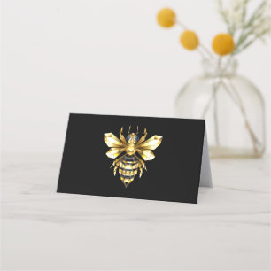 Faux Gold Foil Logo Bee Polygonal on Black Appointment Card