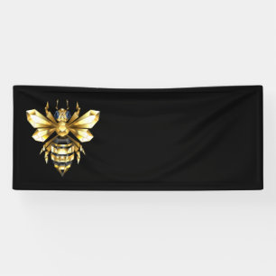 Faux Gold Foil Logo Bee Polygonal on Black Banner