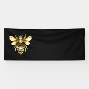 Faux Gold Foil Logo Bee Polygonal on Black Banner