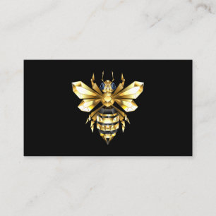 Faux Gold Foil Logo Bee Polygonal on Black Business Card