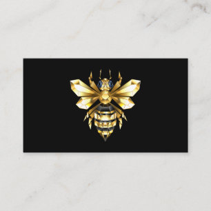 Faux Gold Foil Logo Bee Polygonal on Black Business Card