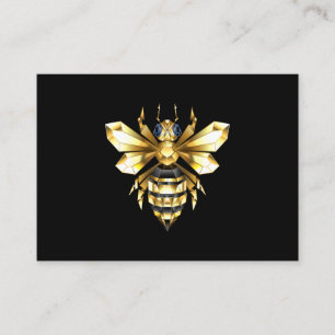 Faux Gold Foil Logo Bee Polygonal on Black Calling Card