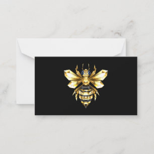 Faux Gold Foil Logo Bee Polygonal on Black Card