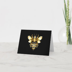 Faux Gold Foil Logo Bee Polygonal on Black Card