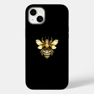 Faux Gold Foil Logo Bee Polygonal on Black Case-Mate iPhone 14 Plus Case