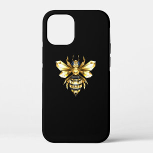 Faux Gold Foil Logo Bee Polygonal on Black iPhone 12 Mini Case