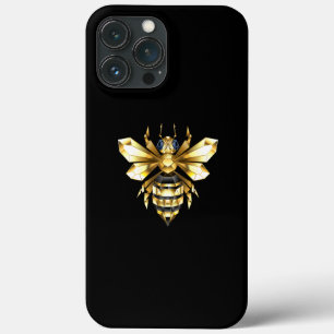 Faux Gold Foil Logo Bee Polygonal on Black iPhone 13 Pro Max Case