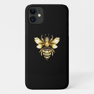 Faux Gold Foil Logo Bee Polygonal on Black iPhone 11 Case