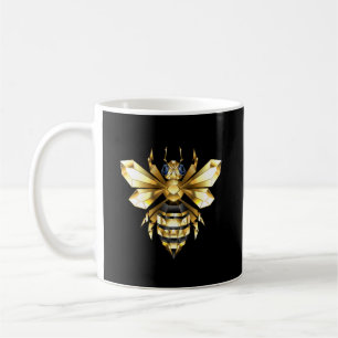 Faux Gold Foil Logo Bee Polygonal on Black Coffee Mug