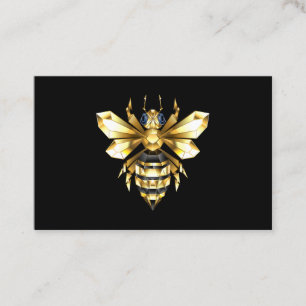 Faux Gold Foil Logo Bee Polygonal on Black Discount Card