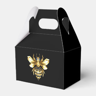 Faux Gold Foil Logo Bee Polygonal on Black Favour Box