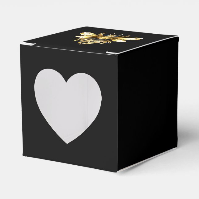 Faux Gold Foil Logo Bee Polygonal on Black Favour Box (Front Side)