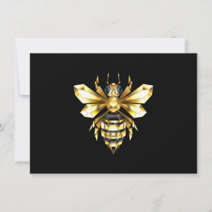 Faux Gold Foil Logo Bee Polygonal on Black Invitation
