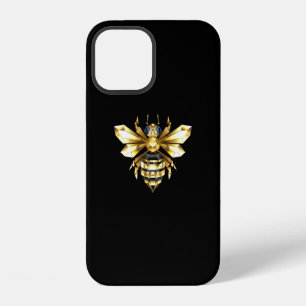Faux Gold Foil Logo Bee Polygonal on Black iPhone 12 Case