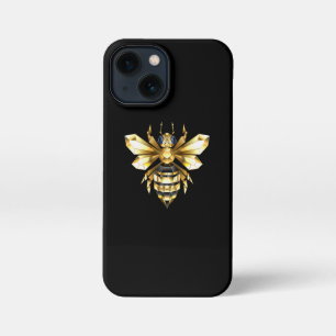 Faux Gold Foil Logo Bee Polygonal on Black iPhone 13 Mini Case