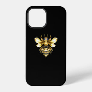 Faux Gold Foil Logo Bee Polygonal on Black iPhone 12 Pro Case