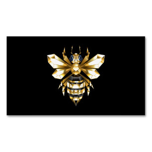 Faux Gold Foil Logo Bee Polygonal on Black Magnetic Business Card