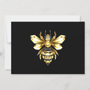 Faux Gold Foil Logo Bee Polygonal on Black Magnetic Invitation
