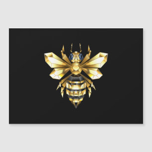 Faux Gold Foil Logo Bee Polygonal on Black Magnetic Invitation