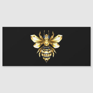 Faux Gold Foil Logo Bee Polygonal on Black Magnetic Invitation