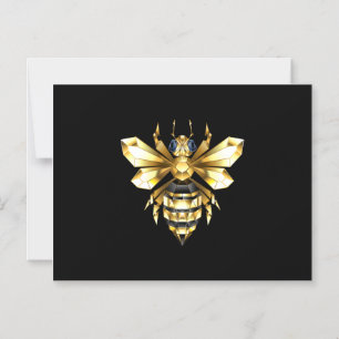 Faux Gold Foil Logo Bee Polygonal on Black Magnetic Invitation
