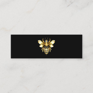 Faux Gold Foil Logo Bee Polygonal on Black Mini Business Card