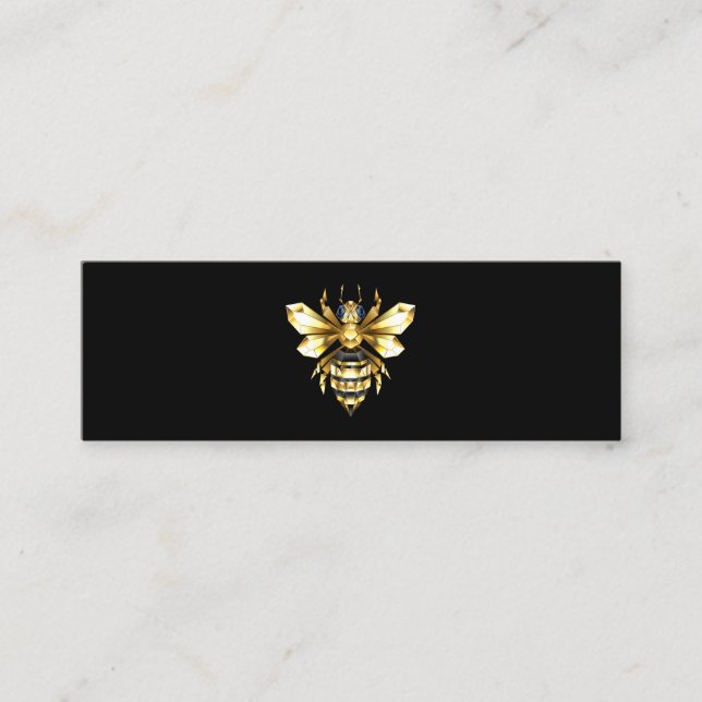 Faux Gold Foil Logo Bee Polygonal on Black Mini Business Card (Front)