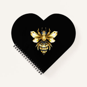 Faux Gold Foil Logo Bee Polygonal on Black Notebook