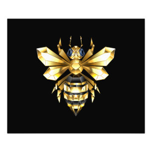 Faux Gold Foil Logo Bee Polygonal on Black Photo Print