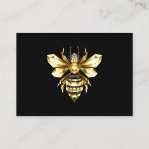 Faux Gold Foil Logo Bee Polygonal on Black Place Card