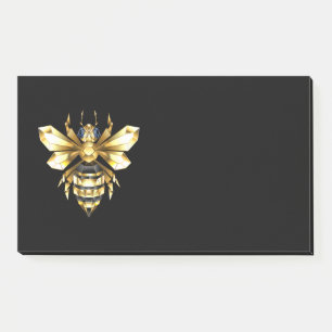 Faux Gold Foil Logo Bee Polygonal on Black Post-it Notes